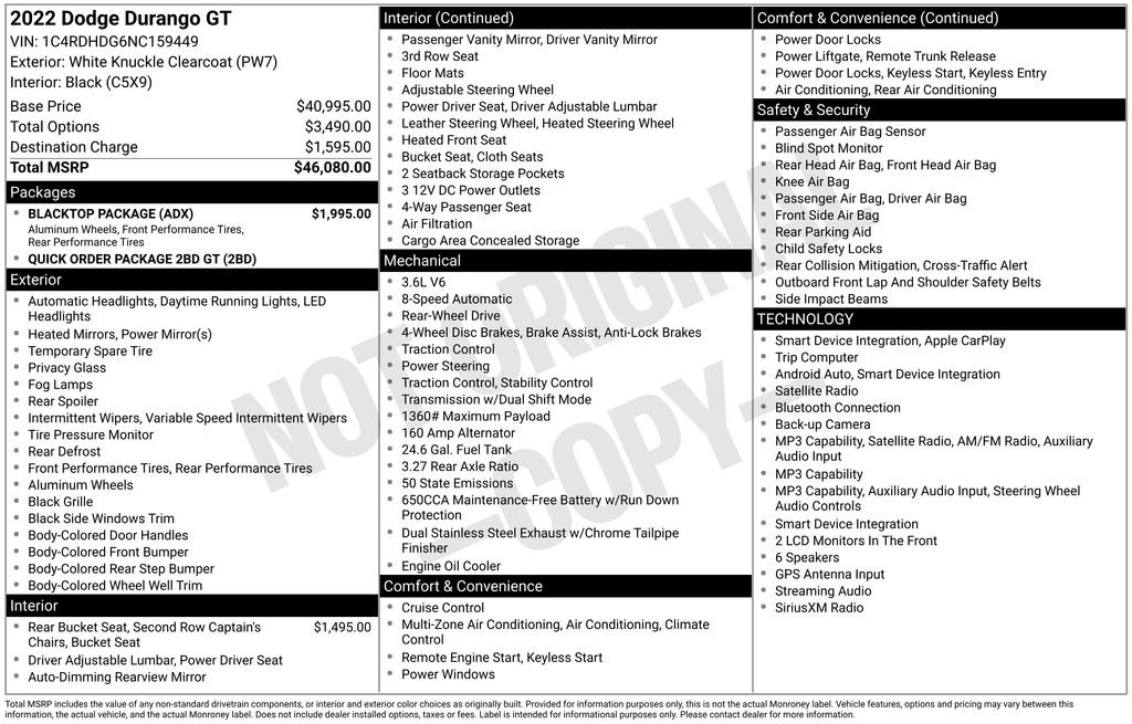 Used 2022 Dodge Durango GT w/ Blacktop Package RWD image 7