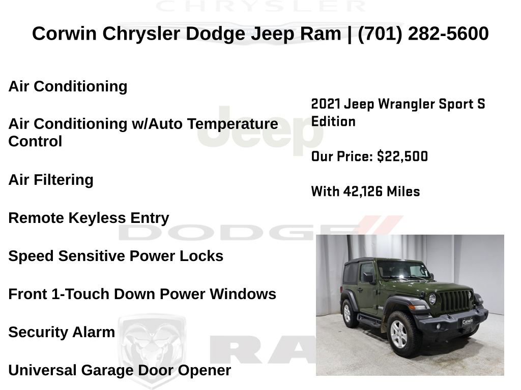 Certified 2021 Jeep Wrangler Sport S image 40