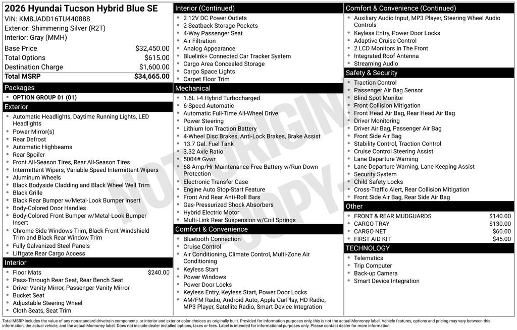New 2026 Hyundai Tucson Blue SE image 1