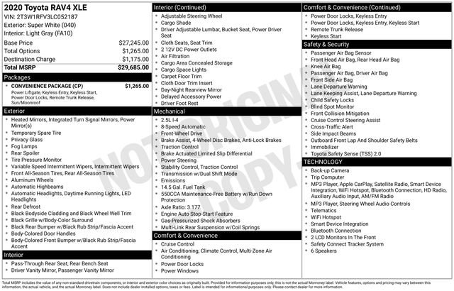 Used 2020 Toyota RAV4 XLE w/ Convenience Package FWD image 49