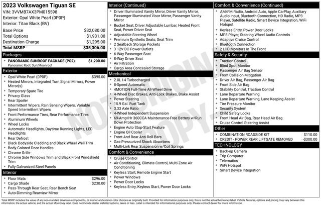 Certified 2023 Volkswagen Tiguan SE w/ Panoramic Sunroof Package image 38