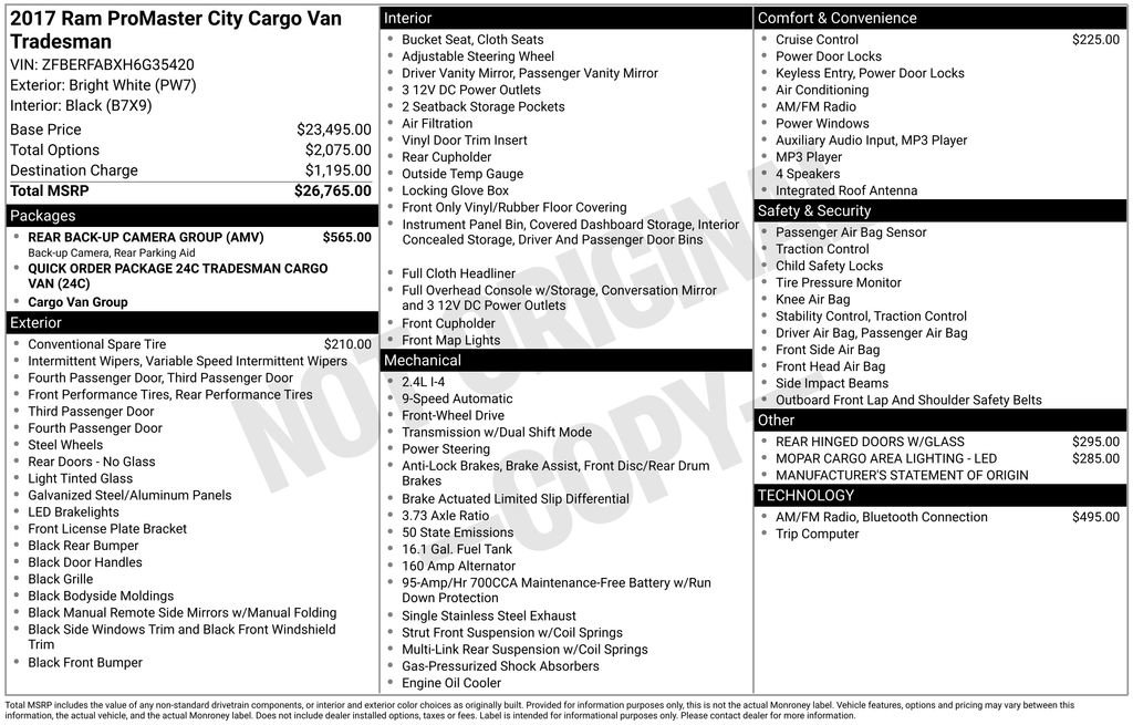 Used 2017 RAM ProMaster City Tradesman w/ Rear Back-up Camera Group image 27