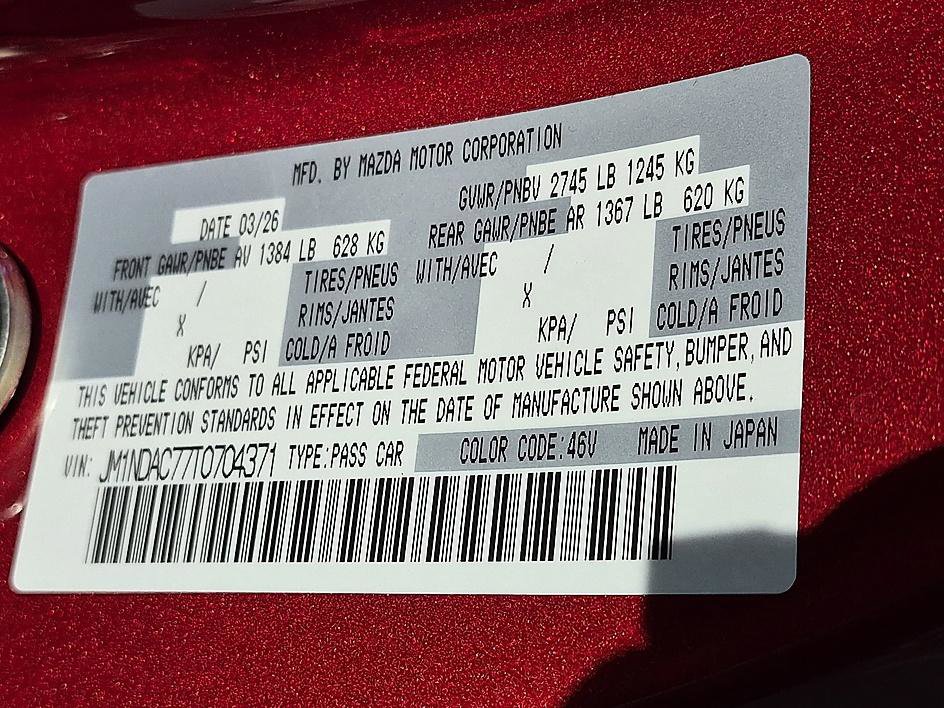 New 2026 MAZDA MX-5 Miata Club w/ Interior Package RWD image 35