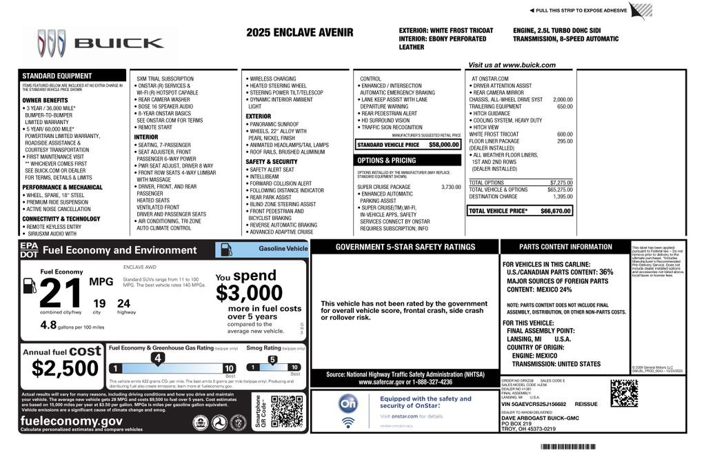 Used 2025 Buick Enclave Avenir w/ Super Cruise Package image 50