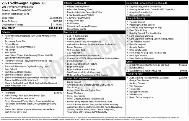 Certified 2021 Volkswagen Tiguan SEL image 49