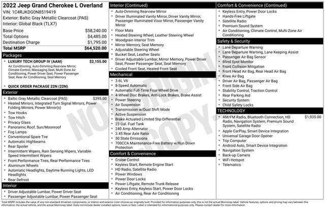 Used 2022 Jeep Grand Cherokee L Overland w/ Luxury Tech Group IV image 37