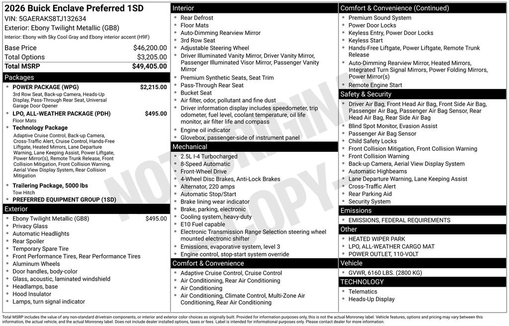 New 2026 Buick Enclave Preferred w/ Power Package image 44