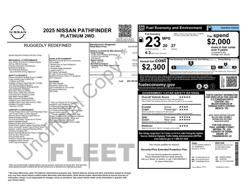 Certified 2025 Nissan Pathfinder Platinum w/ Cargo Package image 26