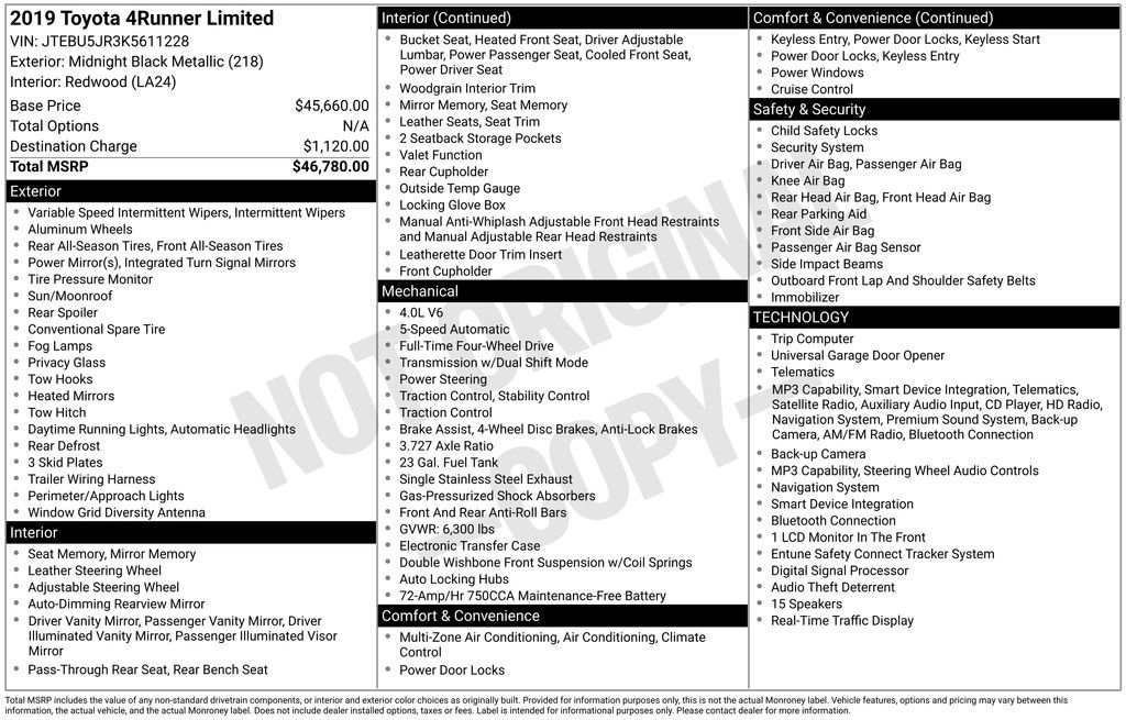 Certified 2019 Toyota 4Runner Limited AWD/4WD image 3