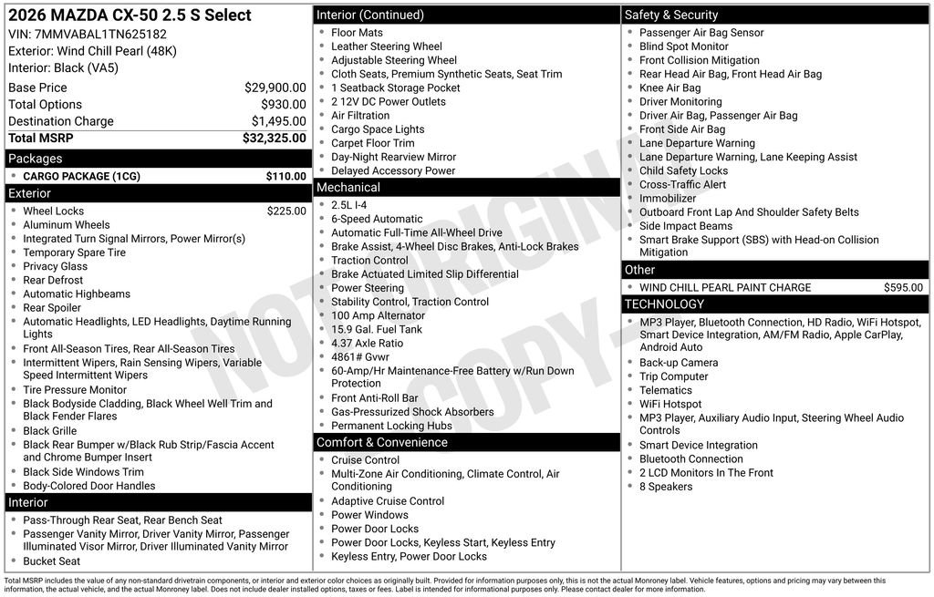 New 2026 MAZDA CX-50 AWD 2.5 S w/ Cargo Package image 34