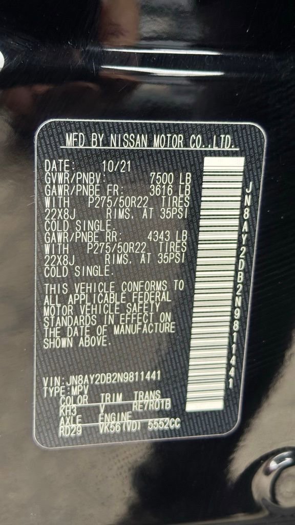 Used 2022 Nissan Armada Platinum w/ Captain's Chairs Package image 9