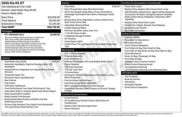 New 2026 Kia K5 GT w/ GT1 Package FWD image 31