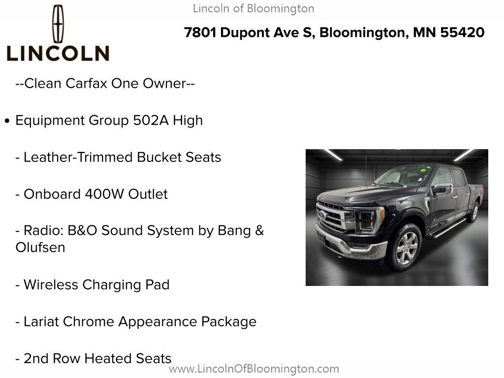 Used 2022 Ford F150 Lariat w/ Equipment Group 502A High image 5