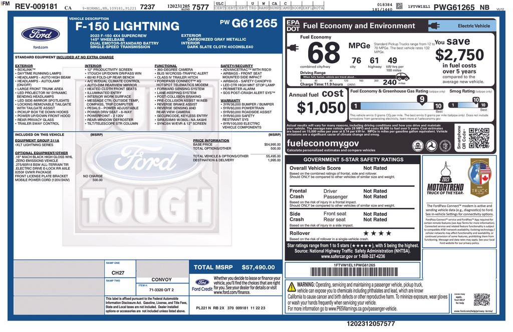 Certified 2023 Ford F150 Lightning XLT AWD/4WD image 6