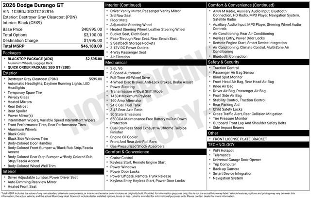 New 2026 Dodge Durango GT w/ Blacktop Package image 31