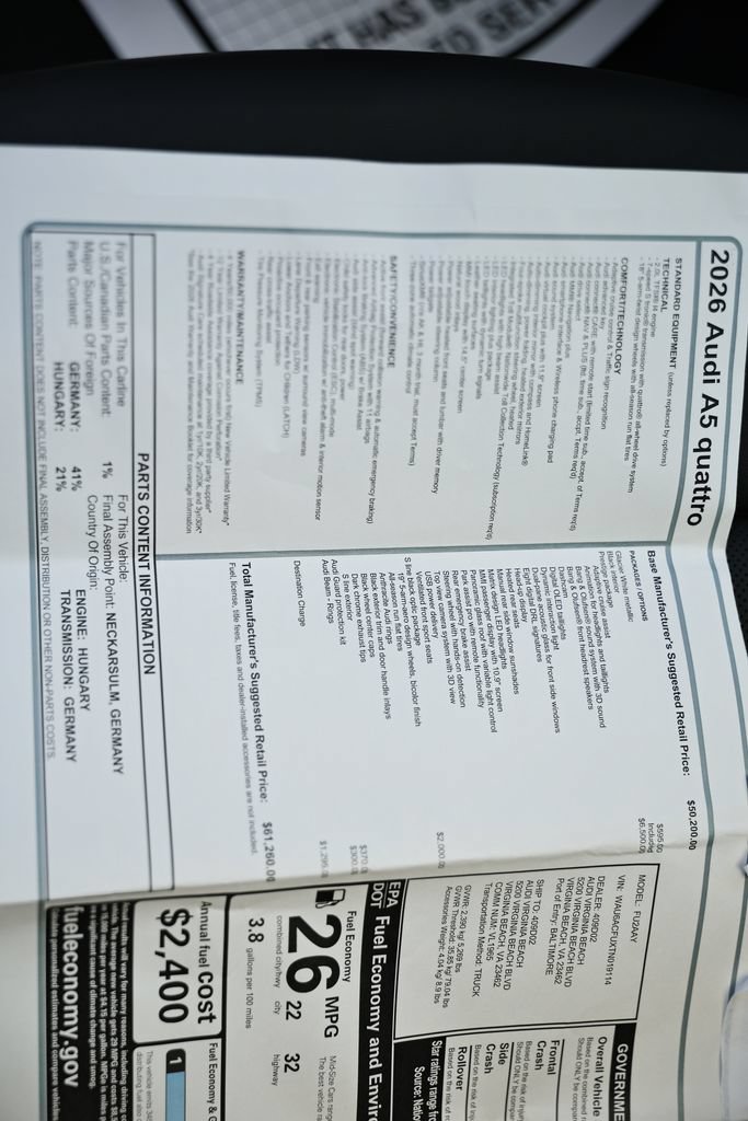 New 2026 Audi A5 2.0T Premium Plus AWD/4WD image 15