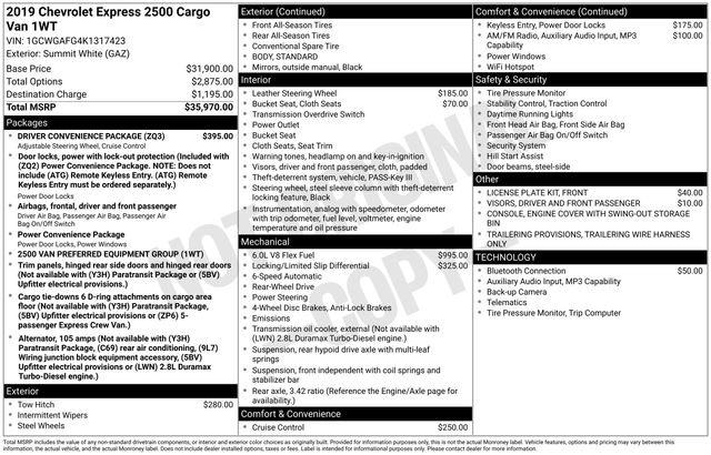 Used 2019 Chevrolet Express 2500 w/ Driver Convenience Package image 11