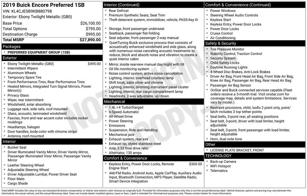 Used 2019 Buick Encore Preferred image 36