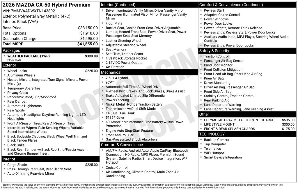 New 2026 MAZDA CX-50 AWD 2.5 Hybrid w/ Weather Package image 30