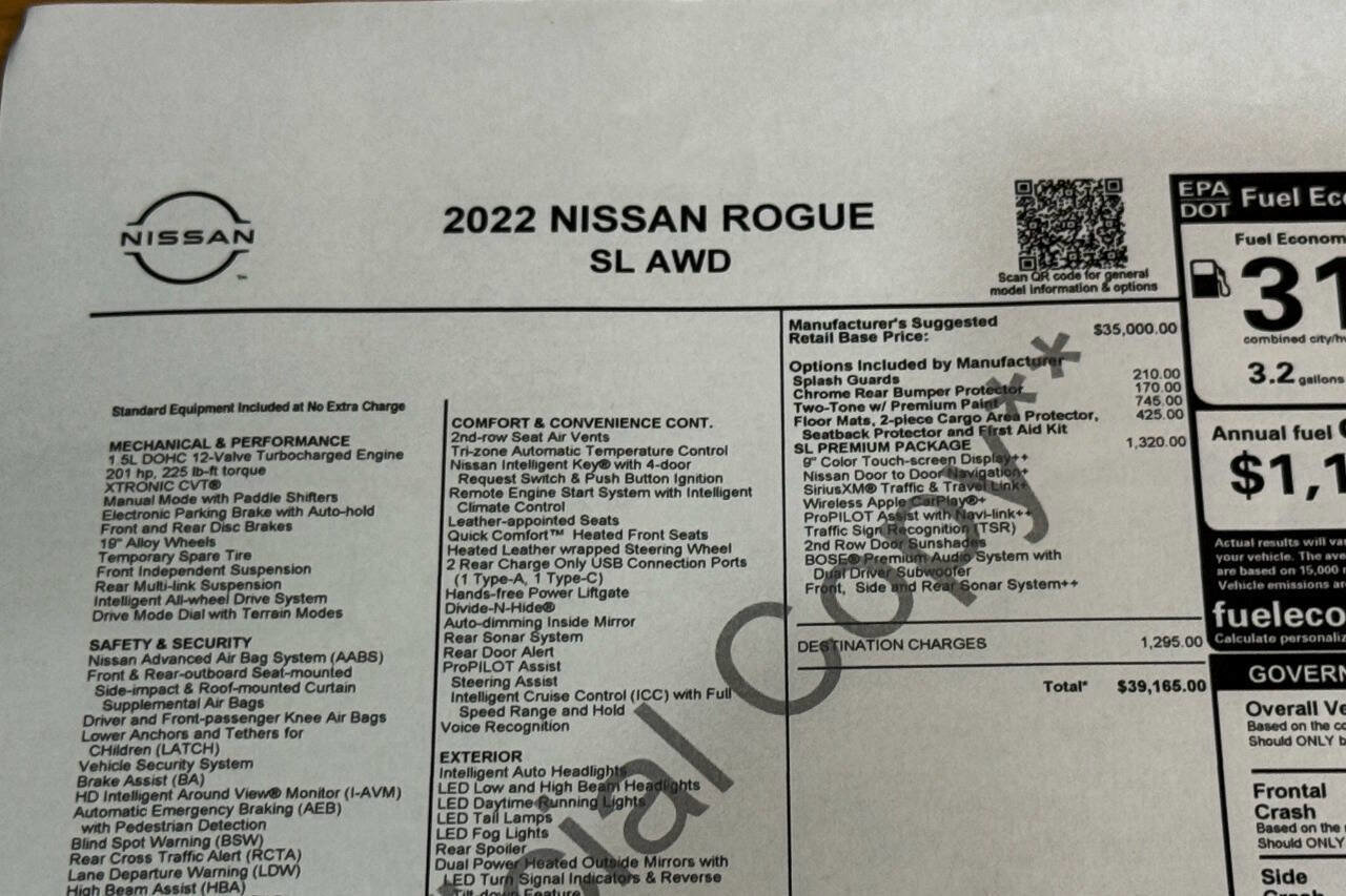 Used 2022 Nissan Rogue SL w/ SL Premium Package image 39