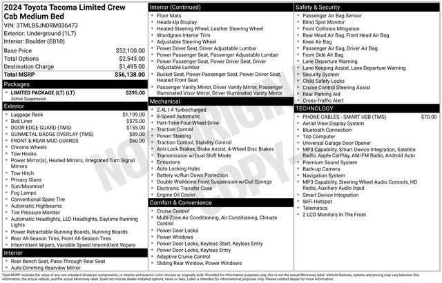 Used 2024 Toyota Tacoma Limited w/ Limited Package (LT) AWD/4WD image 31