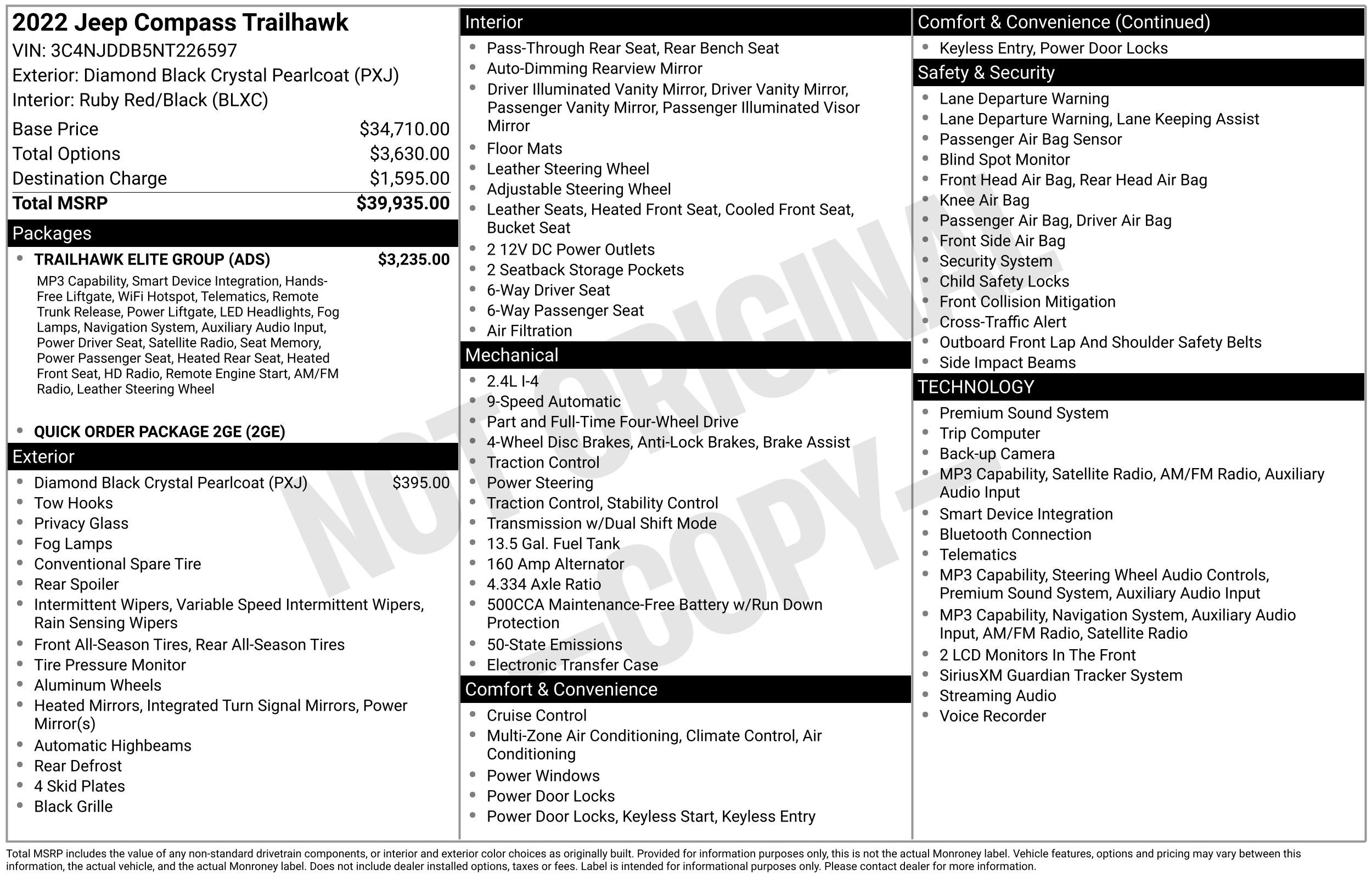 Used 2022 Jeep Compass Trailhawk w/ Trailhawk Elite Group AWD/4WD image 47