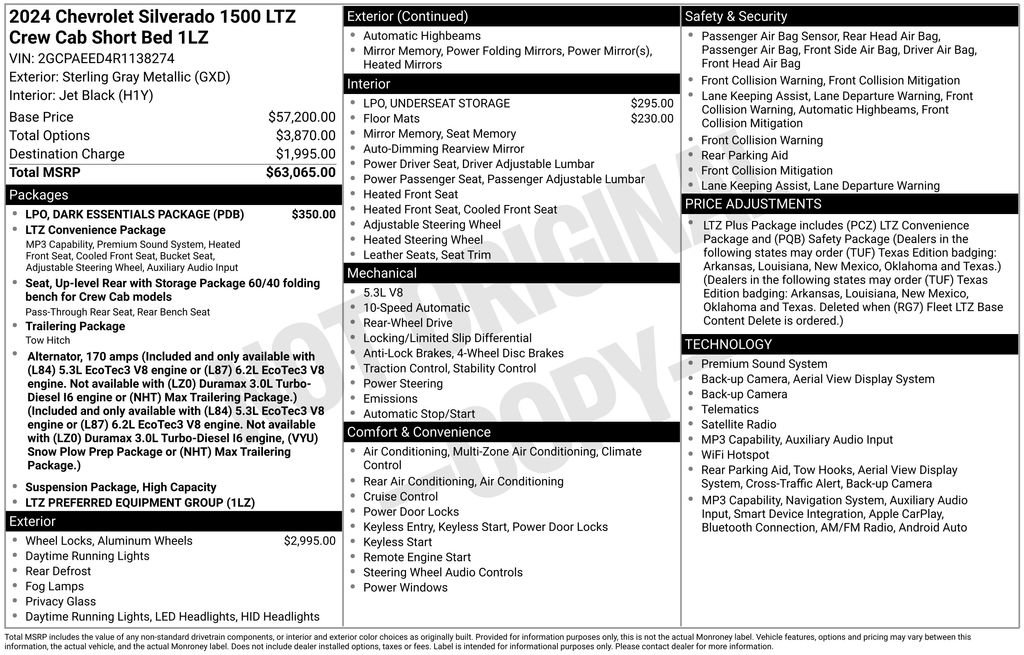 Certified 2024 Chevrolet Silverado 1500 LTZ w/ LPO, Dark Essentials Package RWD image 9