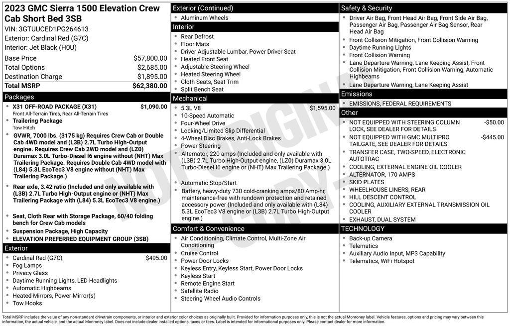 Used 2023 GMC Sierra 1500 Elevation w/ X31 Off-Road Package image 10