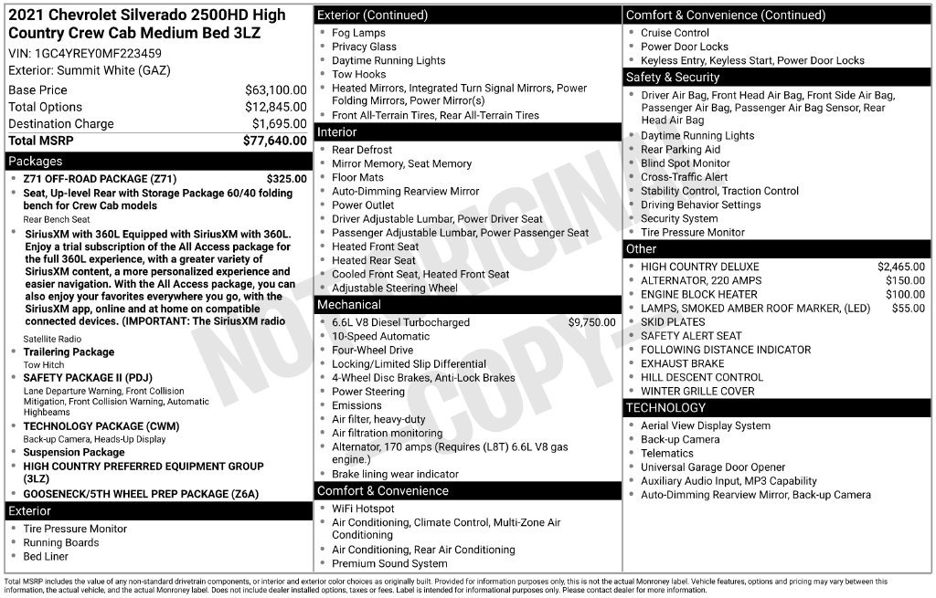 Used 2021 Chevrolet Silverado 2500 High Country w/ Z71 Off-Road Package AWD/4WD image 5