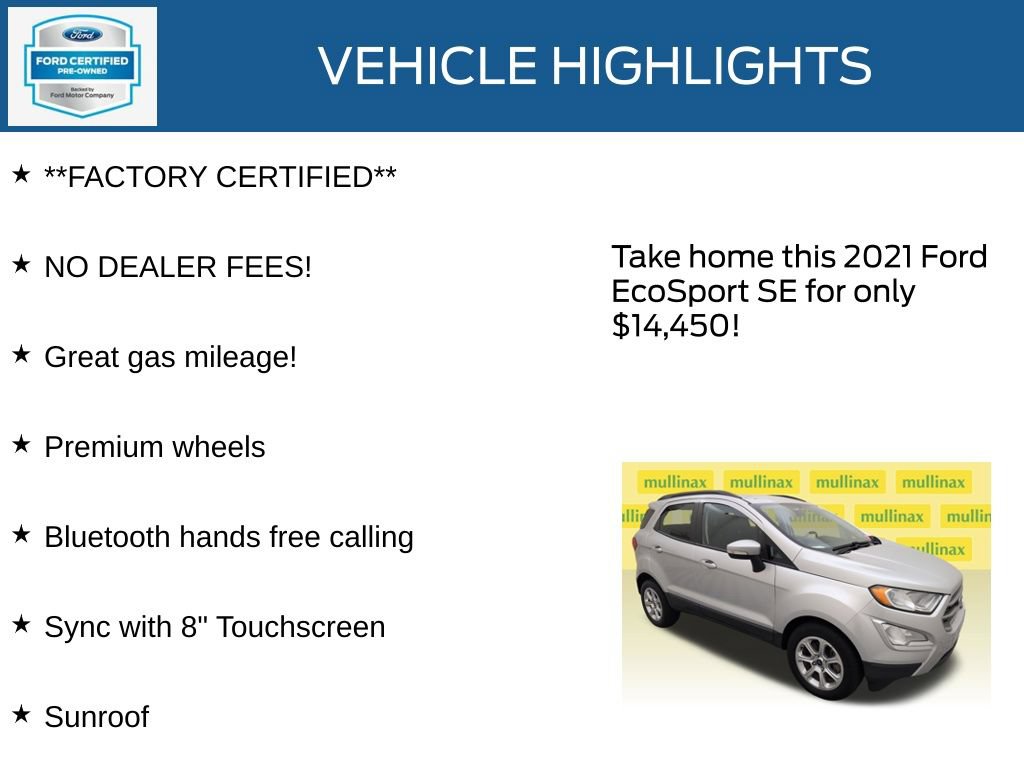 Certified 2021 Ford EcoSport SE FWD image 12