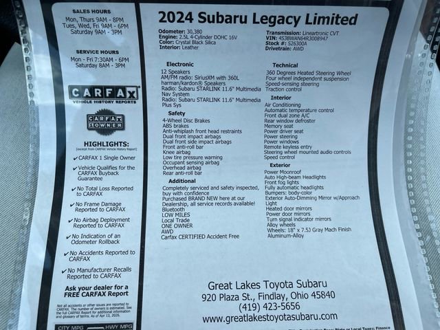 Certified 2024 Subaru Legacy Limited AWD/4WD image 27