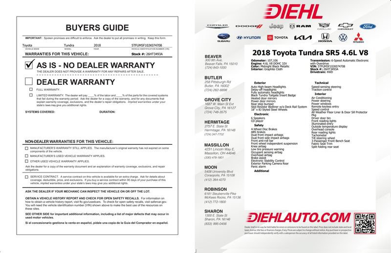 Used 2018 Toyota Tundra SR5 AWD/4WD image 34