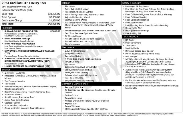 Certified 2023 Cadillac CT5 Luxury w/ Sun And Sound Package RWD image 32