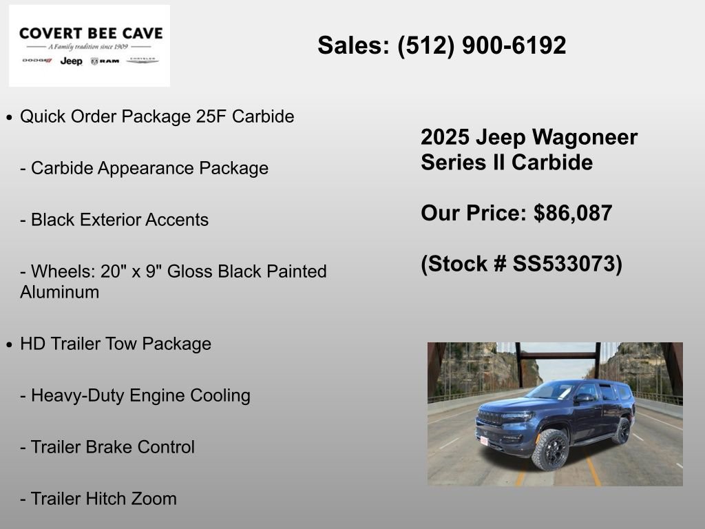 New 2025 Jeep Wagoneer Series II w/ HD Trailer Tow Package AWD/4WD image 6