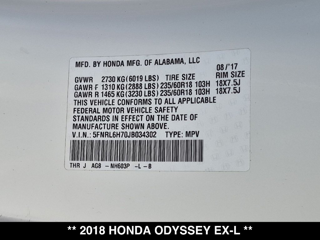 Used 2018 Honda Odyssey EX-L image 28