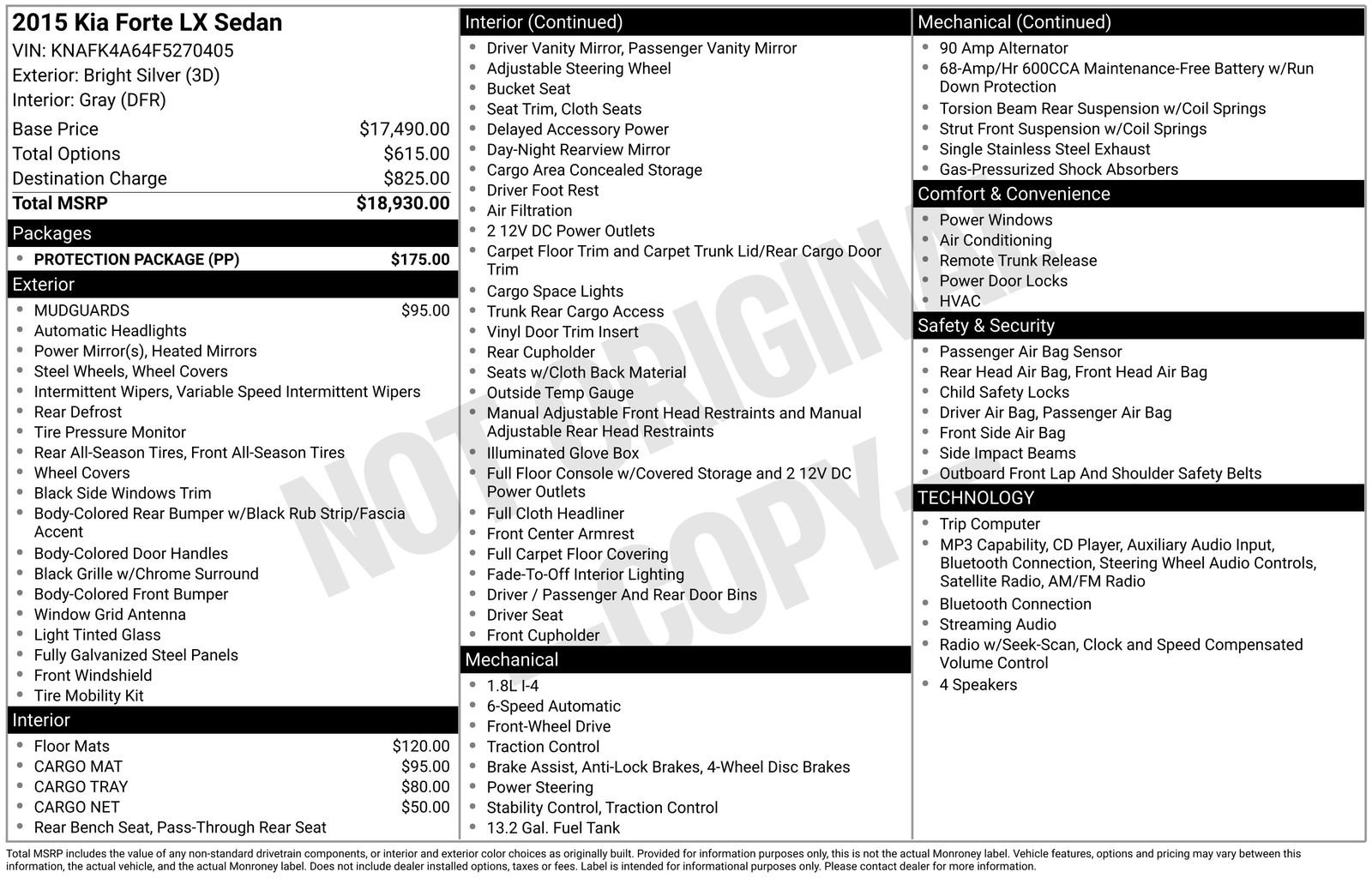 Used 2015 Kia Forte LX w/ Protection Package FWD image 28