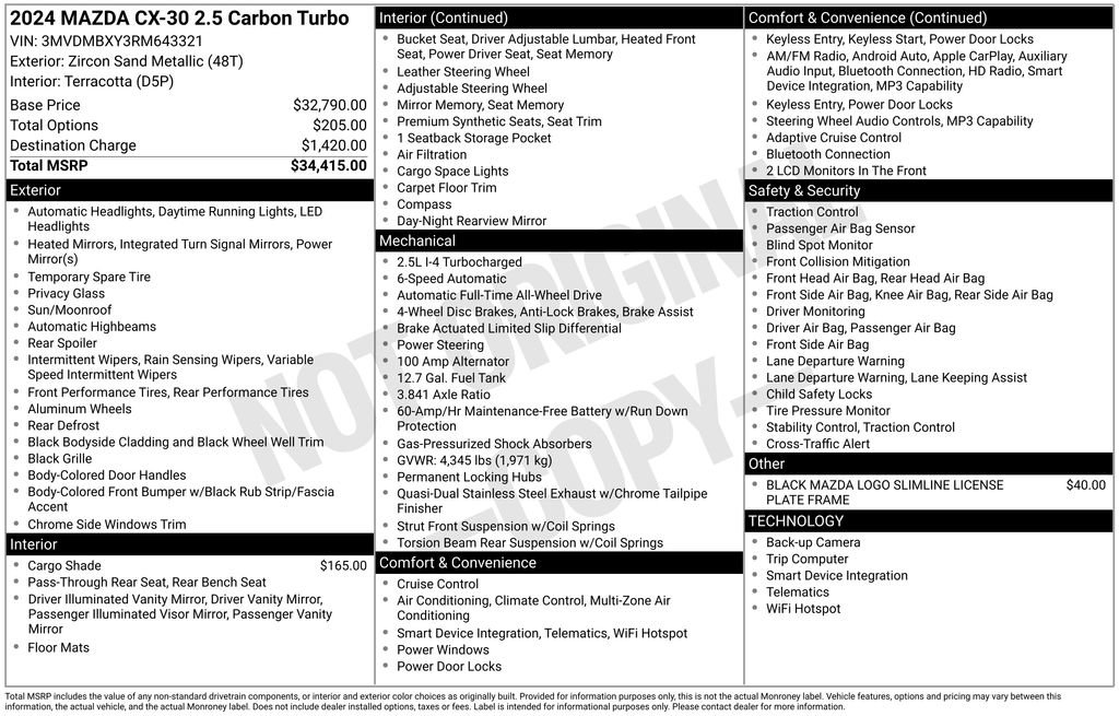 Used 2024 MAZDA CX-30 Carbon image 21