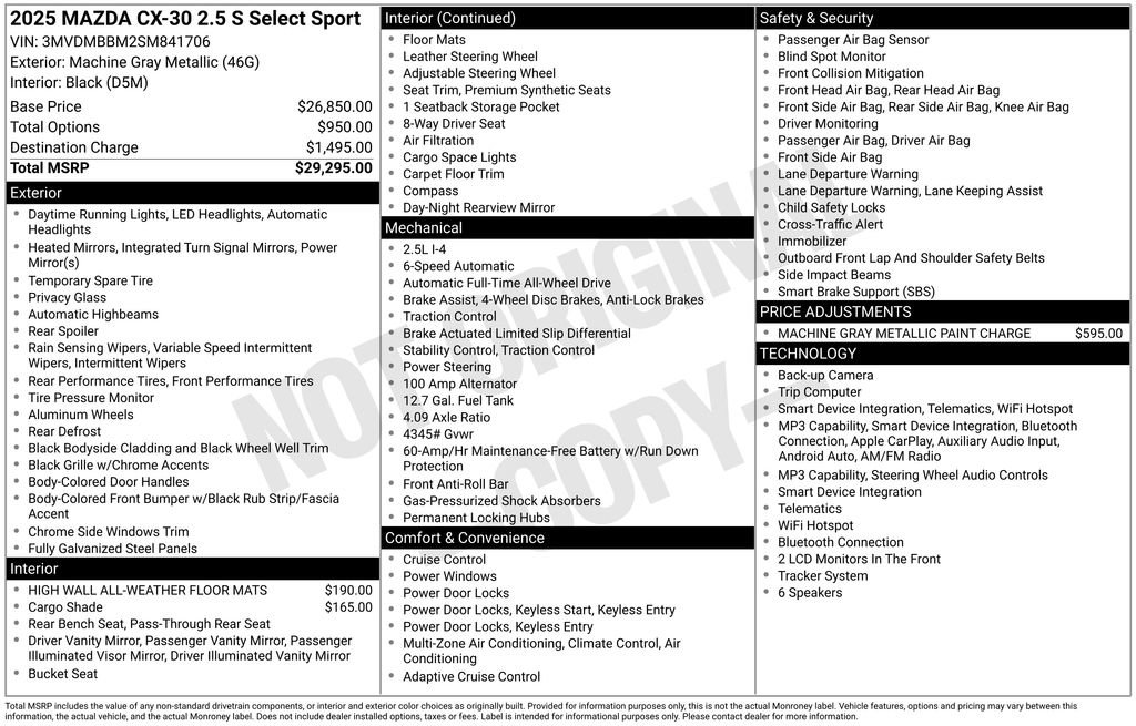 Certified 2025 MAZDA CX-30 AWD 2.5 S w/ Select Sport Pkg image 5