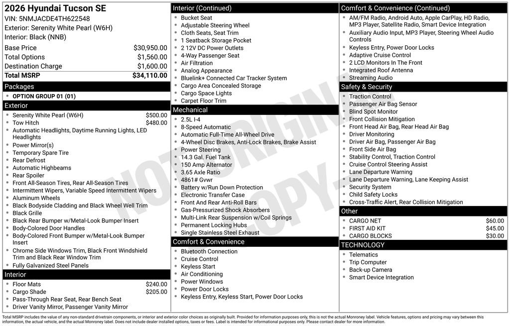 New 2026 Hyundai Tucson SE AWD/4WD image 2