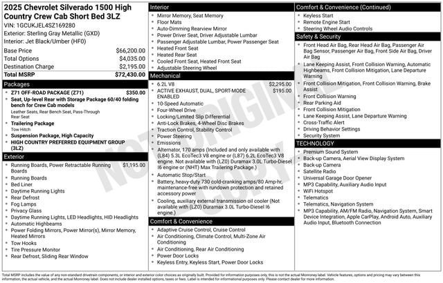 Certified 2025 Chevrolet Silverado 1500 High Country w/ Z71 Off-Road Package AWD/4WD image 46