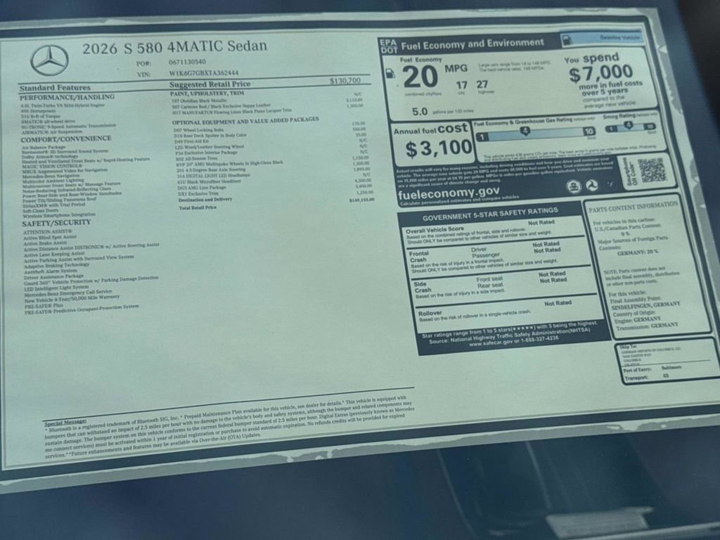 New 2026 Mercedes-Benz S 580 S 580 image 9