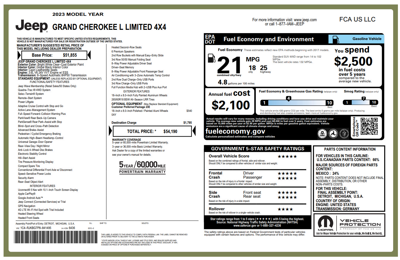 Used 2023 Jeep Grand Cherokee L Limited AWD/4WD image 33