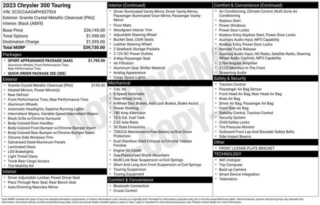 Used 2023 Chrysler 300 Touring w/ Sport Appearance Package RWD image 30