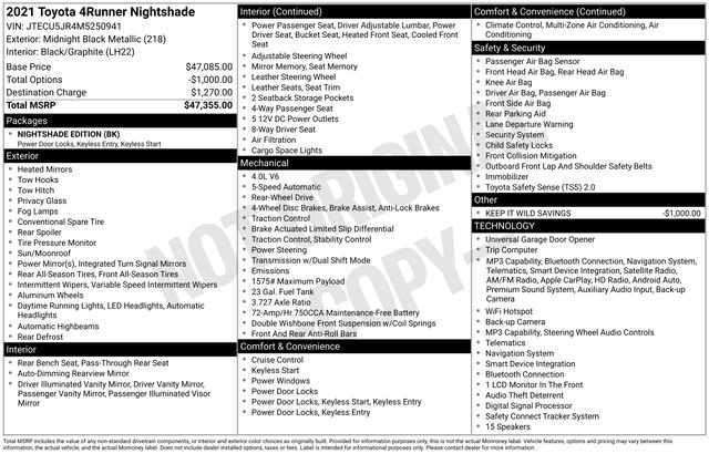 Used 2021 Toyota 4Runner Nightshade RWD image 4
