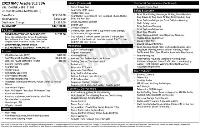 Certified 2023 GMC Acadia SLE w/ Driver Convenience Package AWD/4WD image 33
