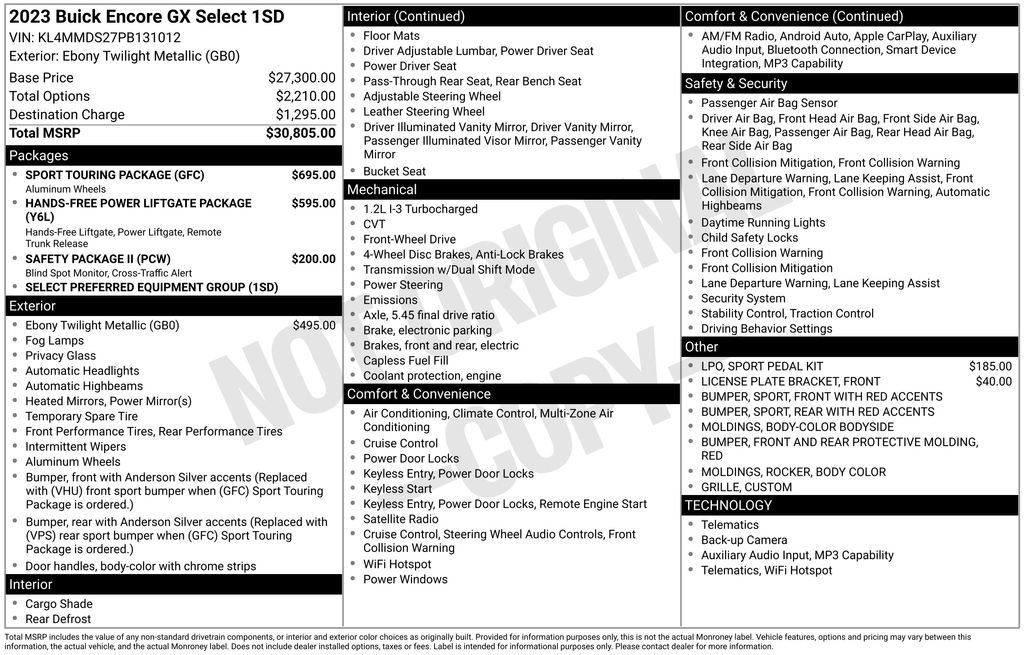 Used 2023 Buick Encore GX Select w/ Sport Touring Package FWD image 32