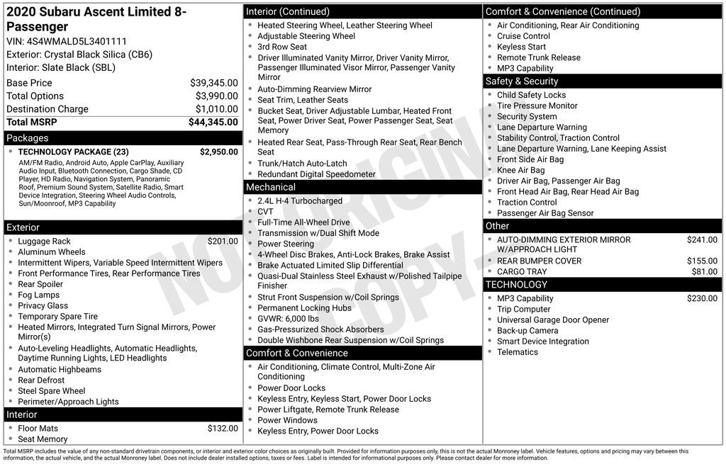 Used 2020 Subaru Ascent Limited w/ Technology Package image 32