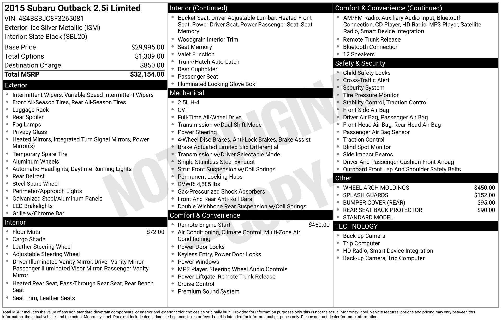 Used 2015 Subaru Outback 2.5i Limited image 4