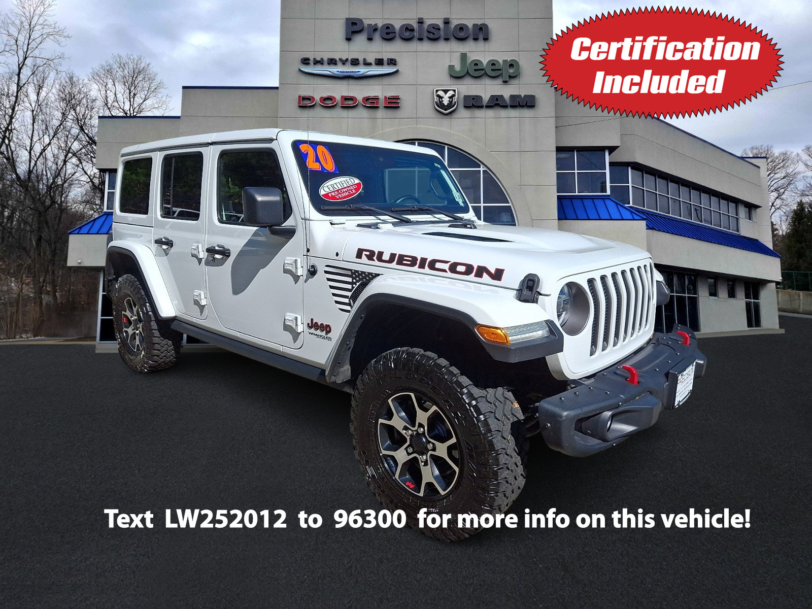Certified 2020 Jeep Wrangler Unlimited Rubicon AWD/4WD image 1