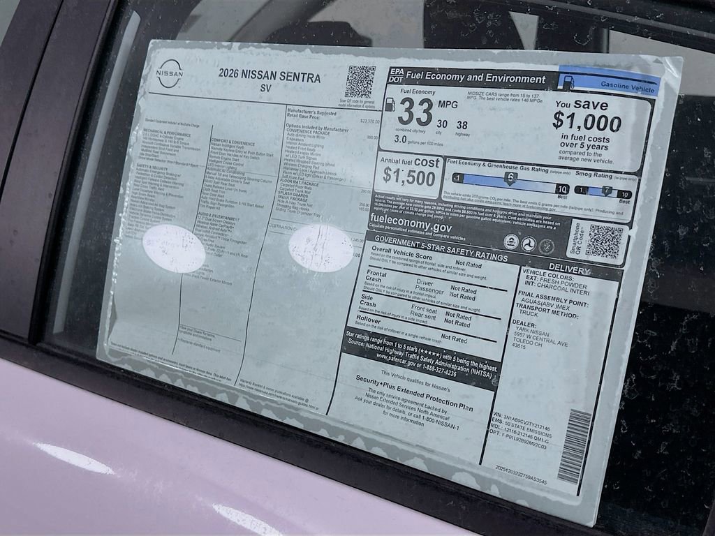 New 2026 Nissan Sentra SV w/ SV Convenience Package image 13